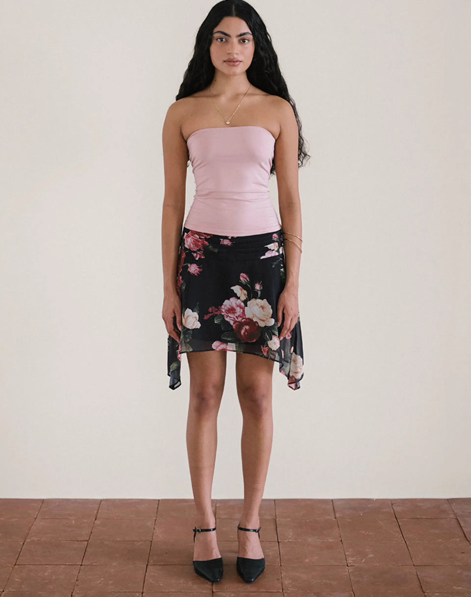 Motel Rocks Co-Ords | Printed Skirts-Tyler Skirt in Renaissance Rose Black RenaissanceRoseBlack
