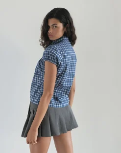 Motel Rocks Tailoring | Co-Ords-Ulsan Fitted Shirt in Navy Tartan Poplin navytartanpoplin