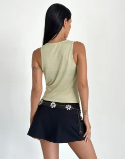 Motel Rocks Vest Tops | Strappy Tops-Umika Vest Top in Yellow Shimmer