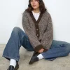 Motel Rocks Cardigans-Ura Oversized Knitted Cardigan in Brown and Cream