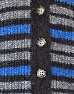 Motel Rocks Cardigans-Uriela Cardigan in Light Grey and Blue Grey Stripe LightGreyandBlueGreyStripe