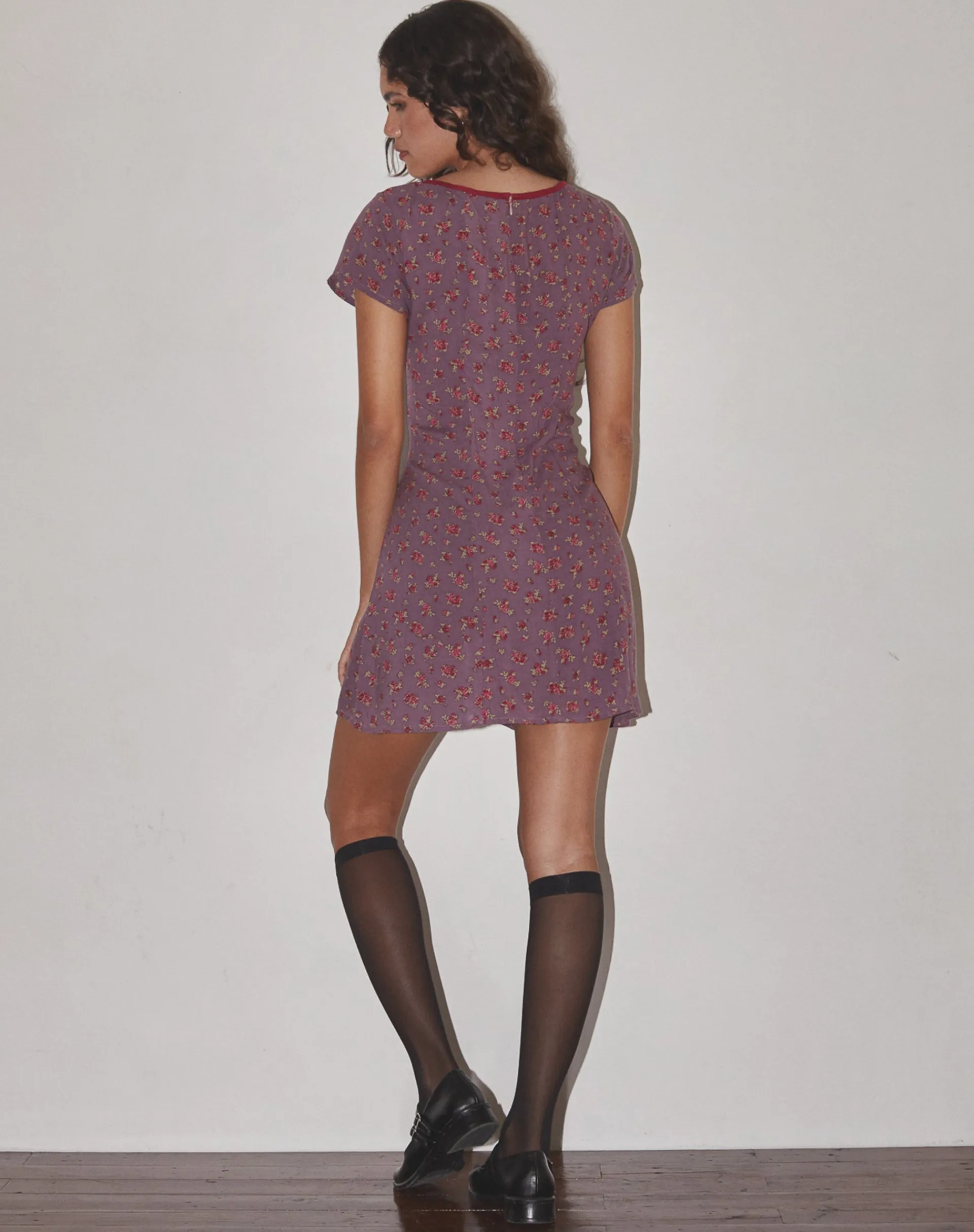 Motel Rocks Printed Dresses | Day Dresses-Vaiso Mini Dress in Flowing Rose Deep Purple flowingrosedeeppurple