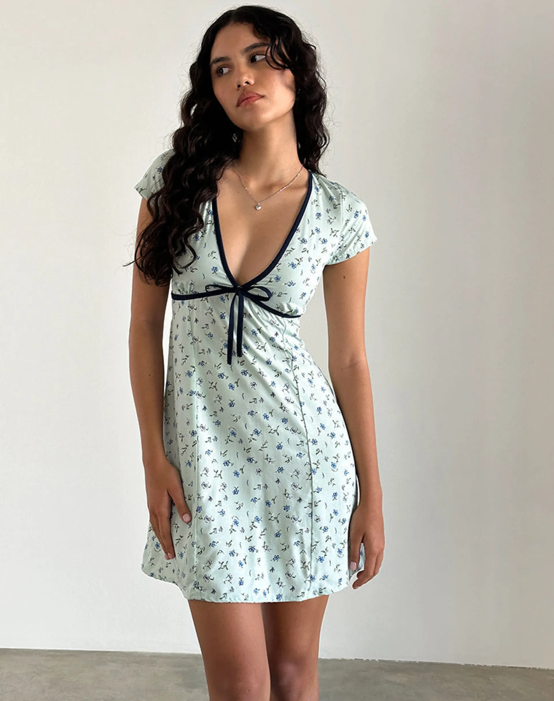 Motel Rocks Printed Dresses | Day Dresses-Vaiso Mini Dress in Pretty Petal Green PrettyPetalGreen