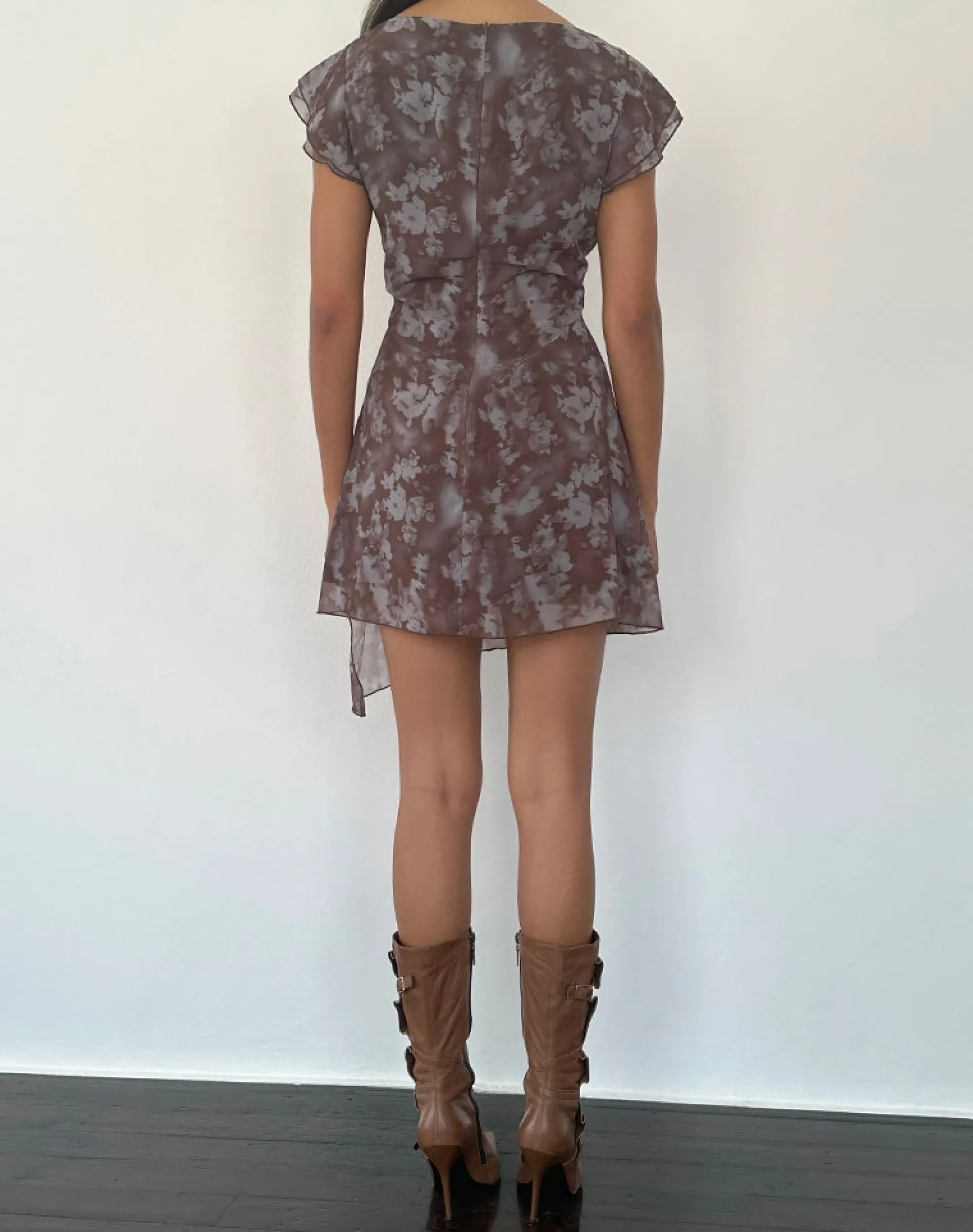 Motel Rocks Printed Dresses | Bodycon Dresses-Valencia Mini Dress in Botanical Shadow Brown