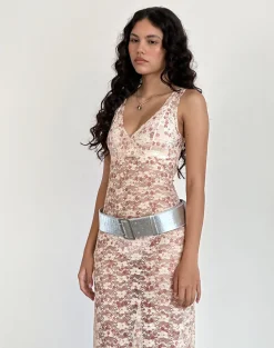 Motel Rocks Printed Dresses | Party Dresses-Valtheni Maxi Dress in Chic Petal Pink Lace