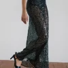 Motel Rocks Co-Ords | Maxi Skirts-Vanessa Maxi Skirt in Sequin Mesh Black