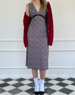 Motel Rocks Basics | Printed Dresses-Vasida Mesh Midi Dress in Queen of Hearts