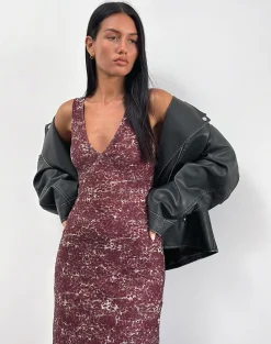 Motel Rocks Printed Dresses | Maxi Dresses-Vatika Maxi Dress in Abstract Leo Spot