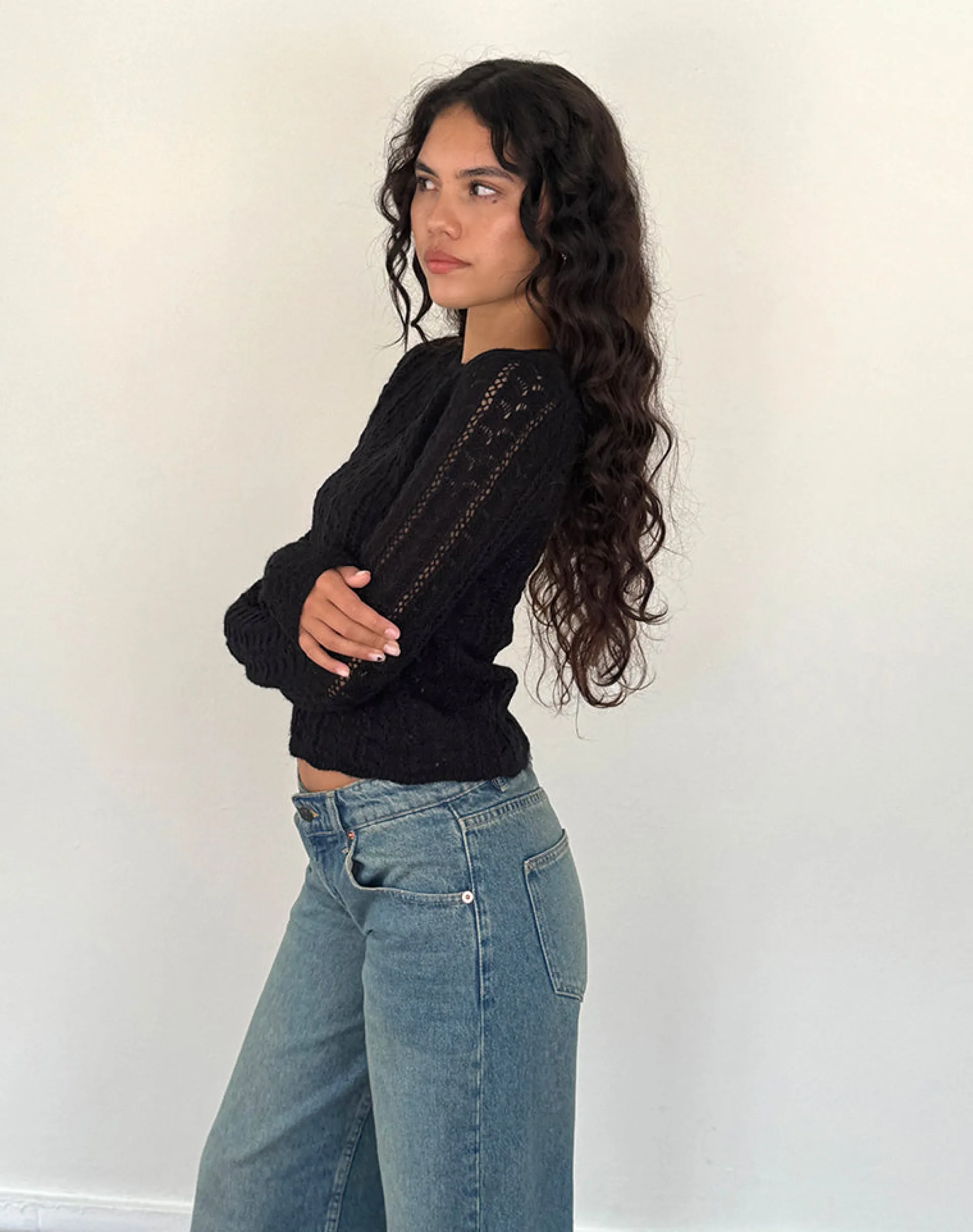 Motel Rocks Basics | Long Sleeve Tops-Venia Knitted Long Sleeve Top in Black