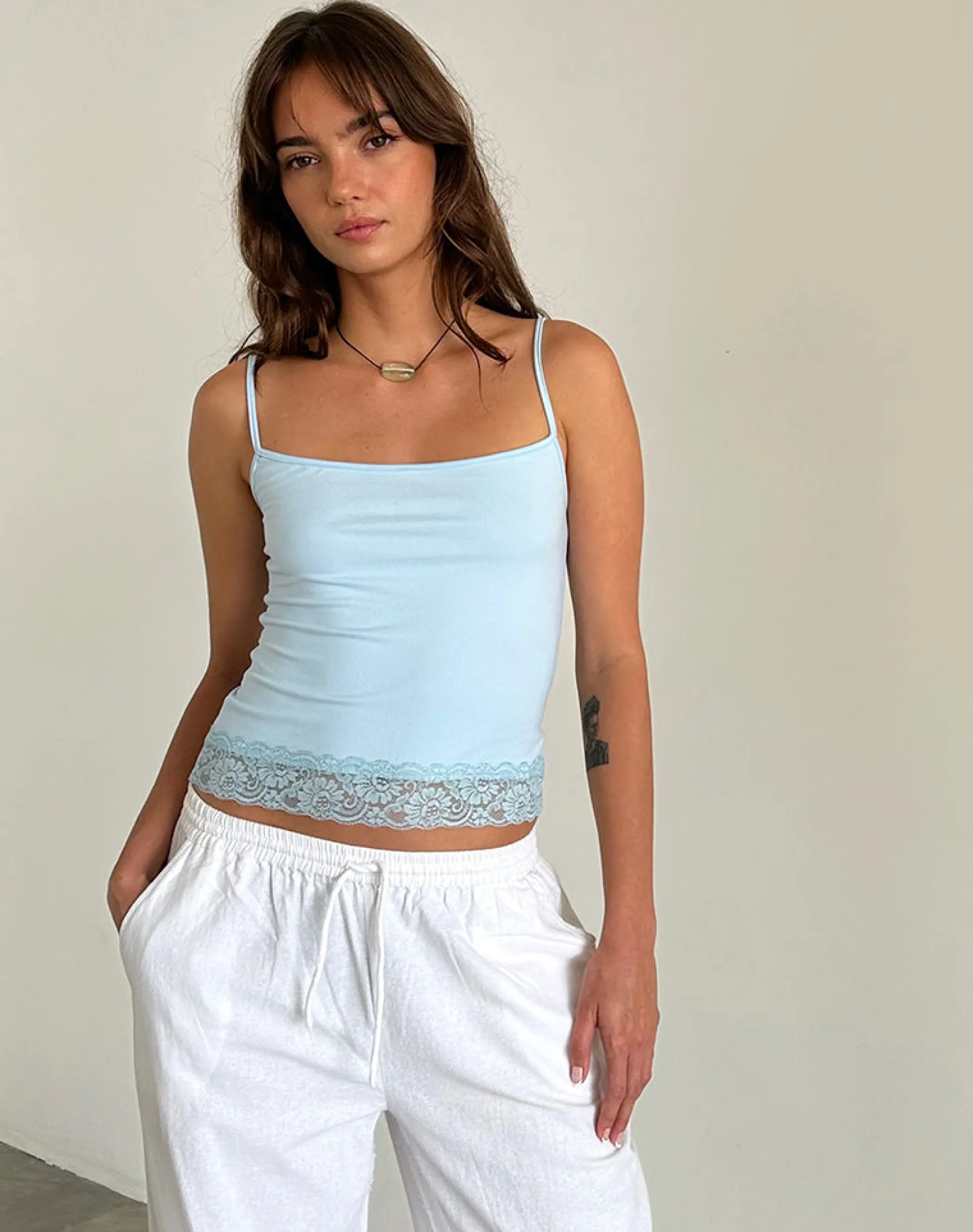 Motel Rocks Loungewear | Co-Ords-Vikha Vest Top in Soft Slinky Blue SoftSlinkyBlue