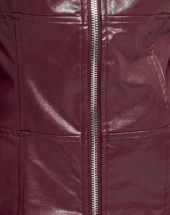 Motel Rocks Co-Ords | Pu Jackets-Vincent Fitted Jacket in PU Burgundy
