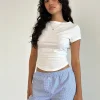 Motel Rocks Loungewear-Voir Short in Poplin Gingham Blue and White PoplinGinghamBlueandWhite
