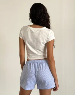 Motel Rocks Loungewear-Voir Short in Poplin Gingham Blue and White PoplinGinghamBlueandWhite