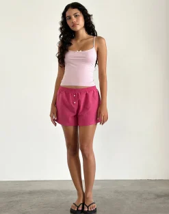 Motel Rocks Loungewear-Voir Short in Poplin Red and Pink Stripe PoplinRedandPinkStripe