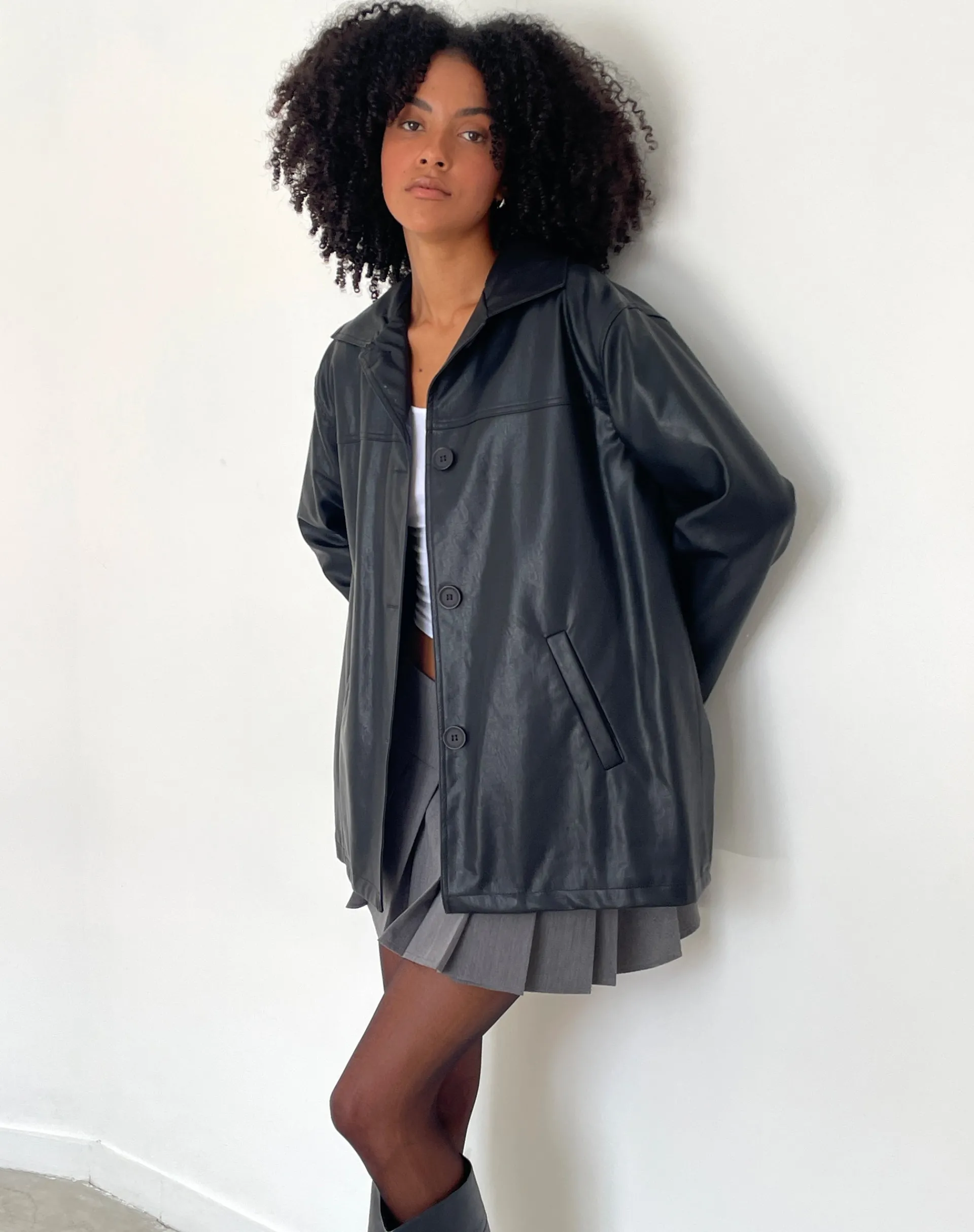Motel Rocks Pu Jackets | Jackets-Walta Jacket in PU Black PUBlack