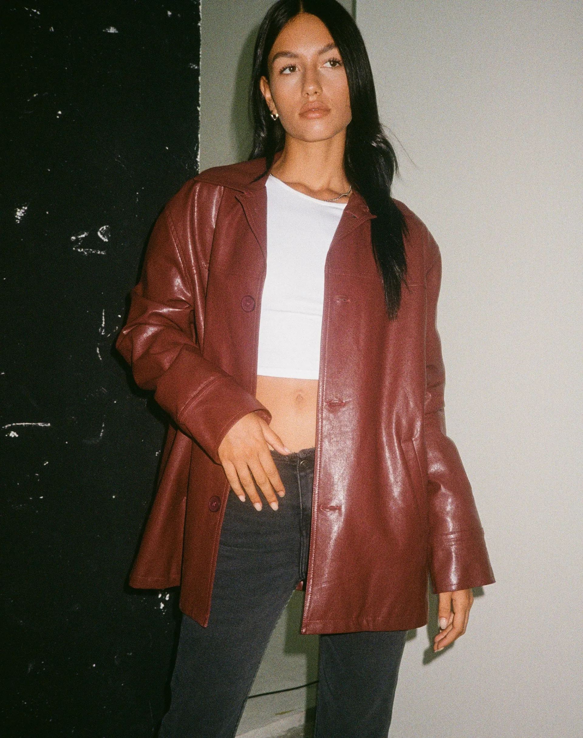 Motel Rocks Pu Jackets | Jackets-Walta Jacket in PU Redwood PURedwood