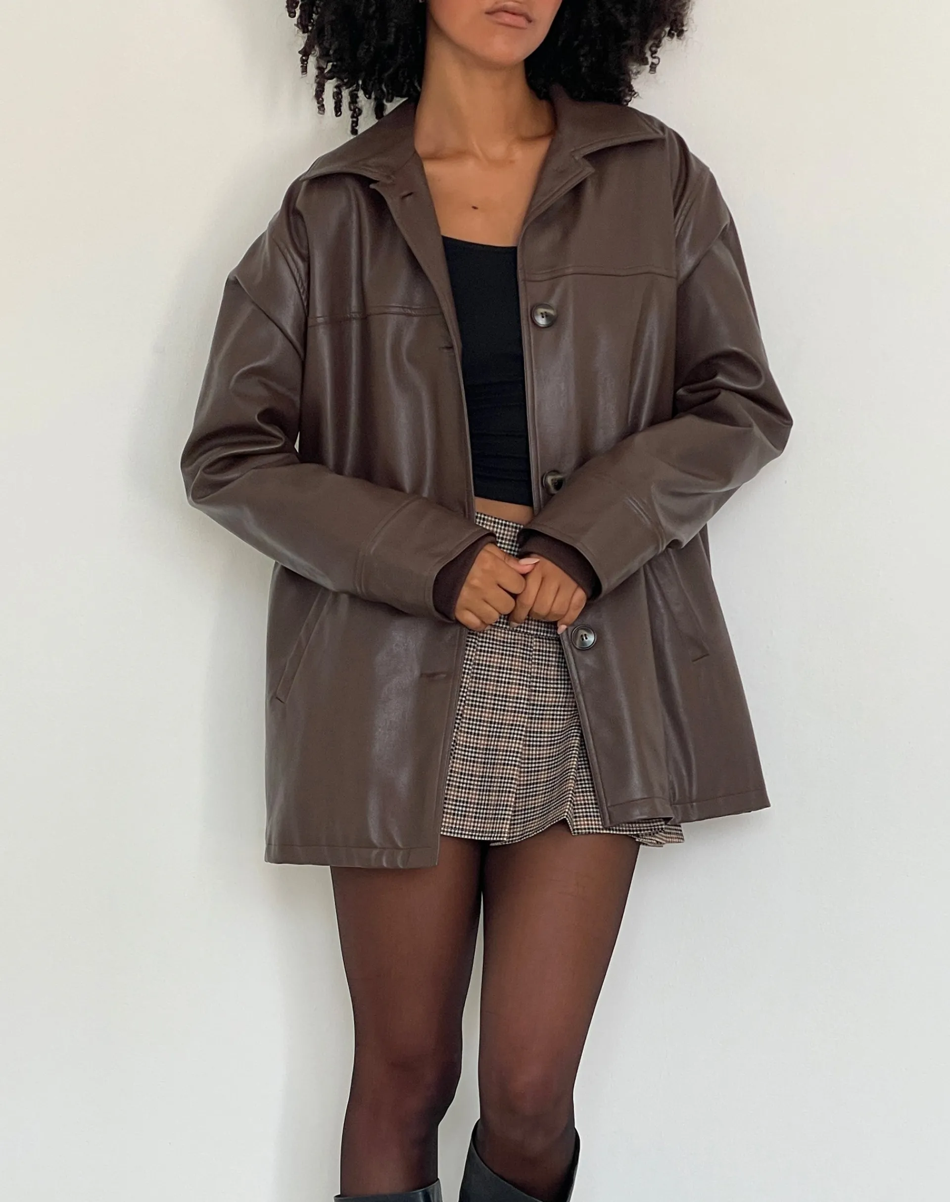 Motel Rocks Pu Jackets-Walta Jacket in PU Truffle Brown PUTruffleBrown