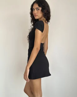 Motel Rocks Basics | Little Black Dresses-Wangi Backless Mini Dress in Lycra Black LycraBlack