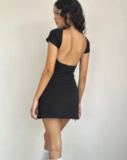 Motel Rocks Basics | Little Black Dresses-Wangi Backless Mini Dress in Lycra Black LycraBlack