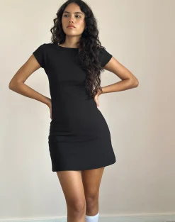 Motel Rocks Basics | Little Black Dresses-Wangi Backless Mini Dress in Lycra Black LycraBlack
