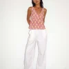 Motel Rocks Basics | Wide Leg Pants-Wasic Linen Trouser in White