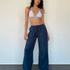 Motel Rocks Basics | Low Rise Pants-Wasic Wide Leg Linen Trouser in navy