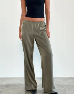 Motel Rocks Wide Leg Pants | Low Rise Pants-Waski Trouser in Satin Sage SatinSage