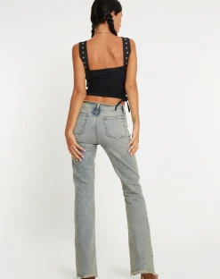 Motel Rocks Strappy Tops-Wati Crop Top in Black