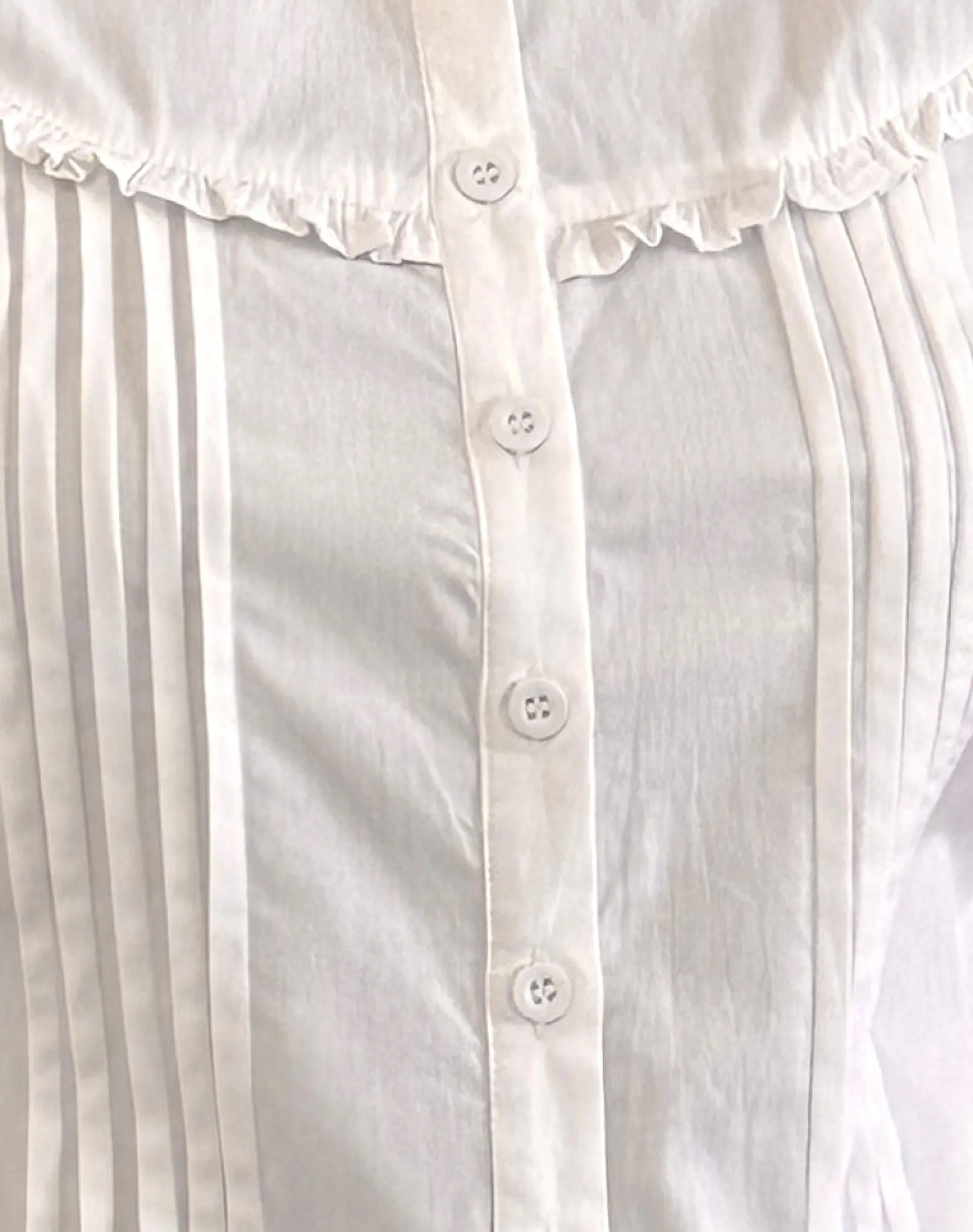 Motel Rocks Shirts And Blouses | Long Sleeve Tops-Wells Frill Long Sleeve Blouse in White
