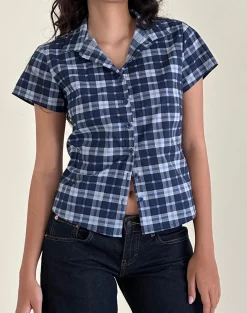 Motel Rocks Tailoring | Shirts And Blouses-Wilman Shirt in Tartan Dark Blue