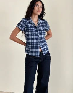Motel Rocks Tailoring | Shirts And Blouses-Wilman Shirt in Tartan Dark Blue