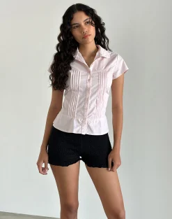 Motel Rocks Shirts And Blouses-Wilmot Blouse in Light Pink Poplin LightPinkPoplin
