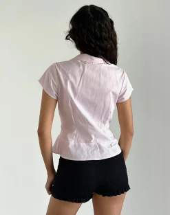 Motel Rocks Shirts And Blouses-Wilmot Blouse in Light Pink Poplin LightPinkPoplin