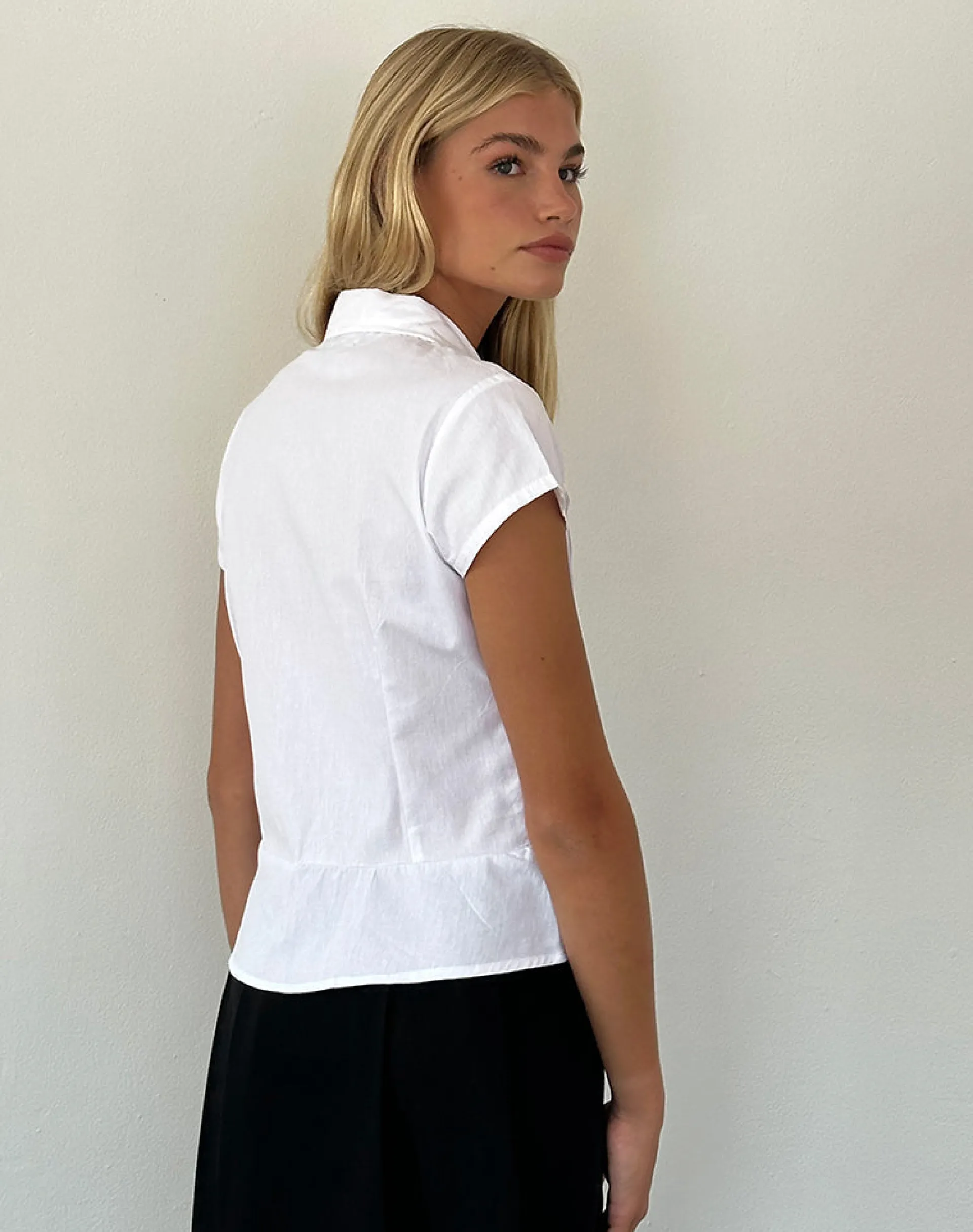 Motel Rocks Tailoring | Shirts And Blouses-Wilmot Blouse in White Poplin WhitePoplin