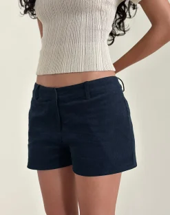 Motel Rocks Tailoring | Co-Ords-Wiluta Shorts in Baby Cord Navy