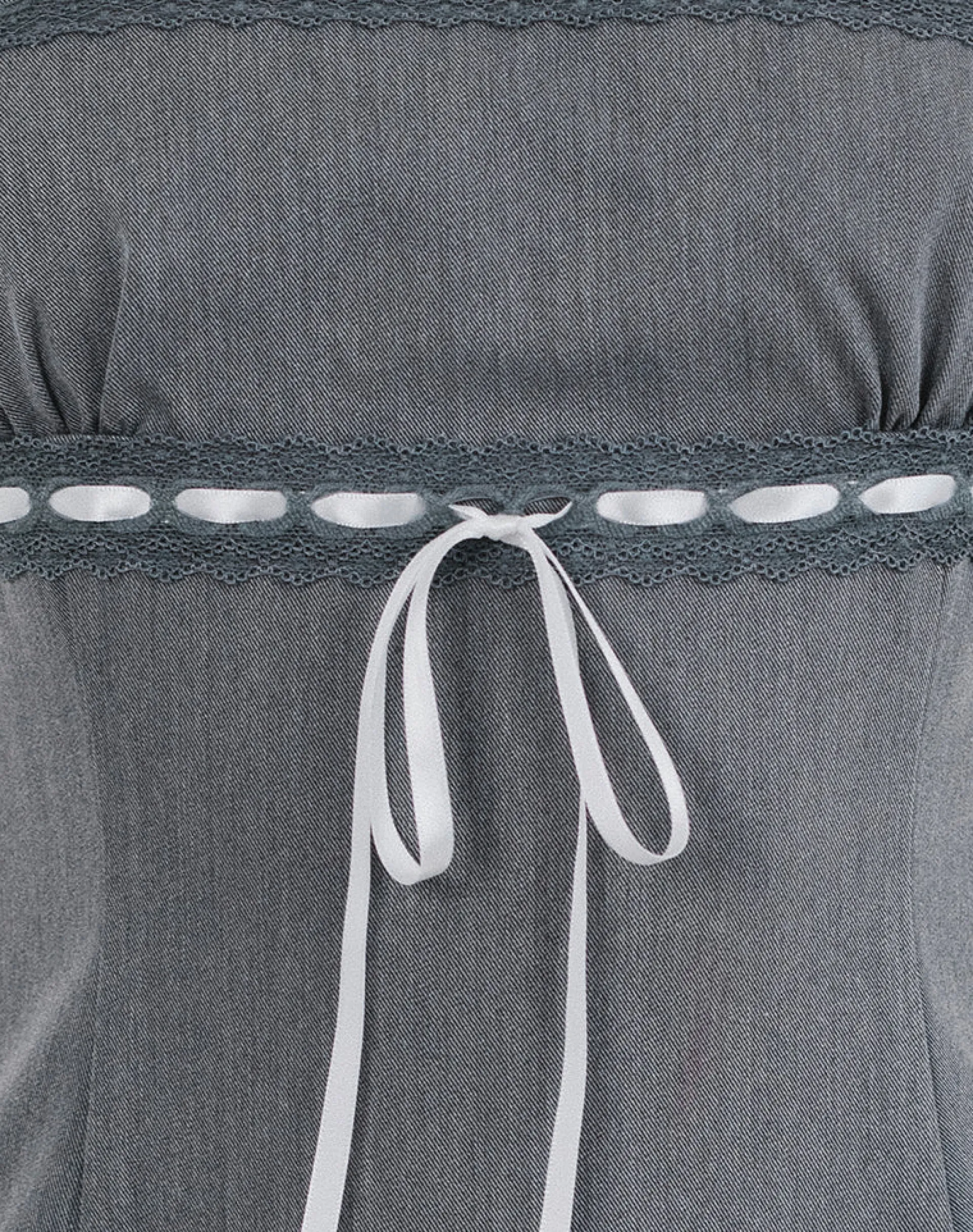 Motel Rocks Tailoring | Party Dresses-Wimala Mini Dress in Charcoal with White Ribbon CharcoalwithWhiteRibbon