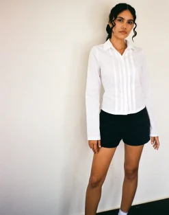 Motel Rocks Tailoring | Shirts And Blouses-Winda Long Sleeve Shirt in Poplin White