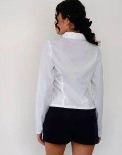Motel Rocks Tailoring | Shirts And Blouses-Winda Long Sleeve Shirt in Poplin White