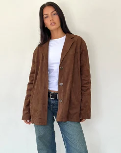 Motel Rocks Jackets-Wita Jacket in Suede Brown