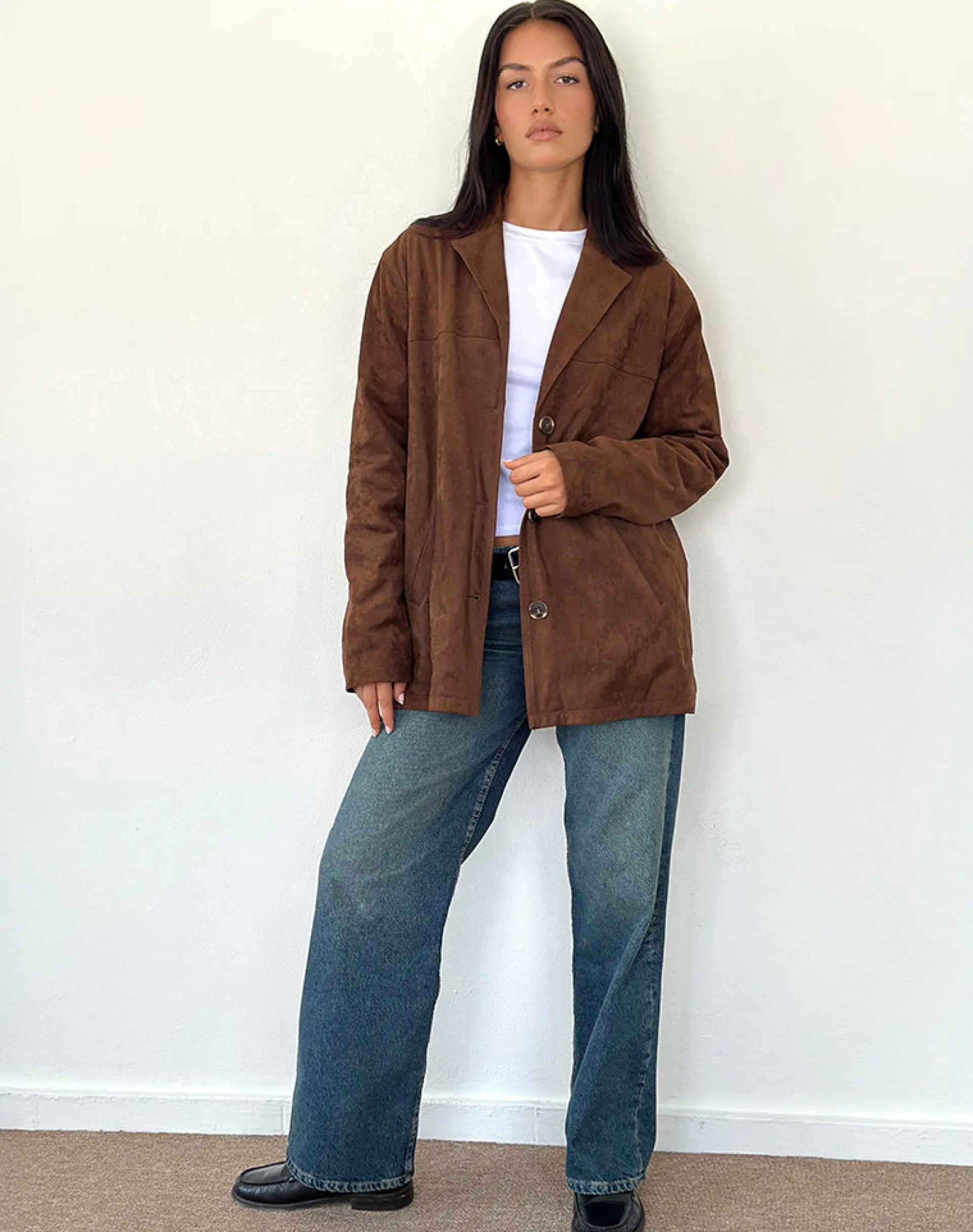 Motel Rocks Jackets-Wita Jacket in Suede Brown