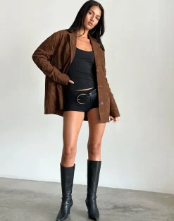 Motel Rocks Jackets-Wita Jacket in Suede Brown