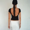 Motel Rocks Basic Tops | Tees-Xareni Ruched Backless Top in Black