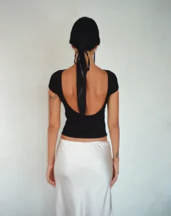 Motel Rocks Basic Tops | Tees-Xareni Ruched Backless Top in Black