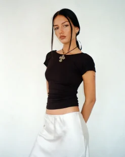 Motel Rocks Basic Tops | Tees-Xareni Ruched Backless Top in Black