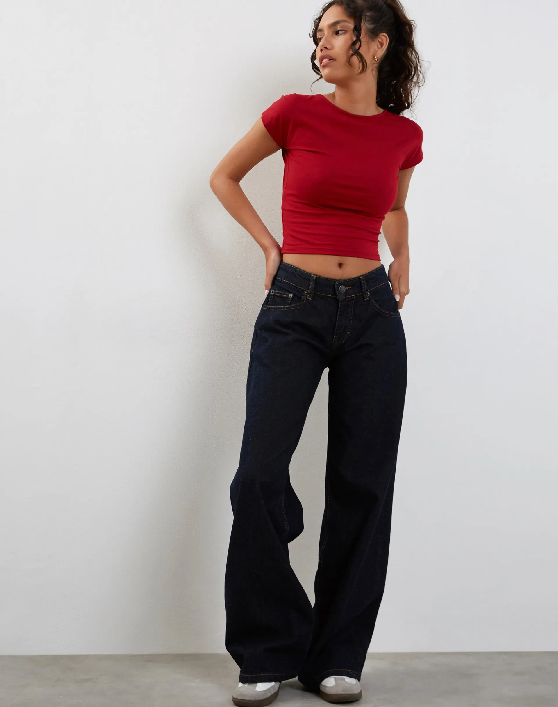 Motel Rocks Basics | Basic Tops-Xiwang Crop Top in Adrenaline Red AdrenalineRed