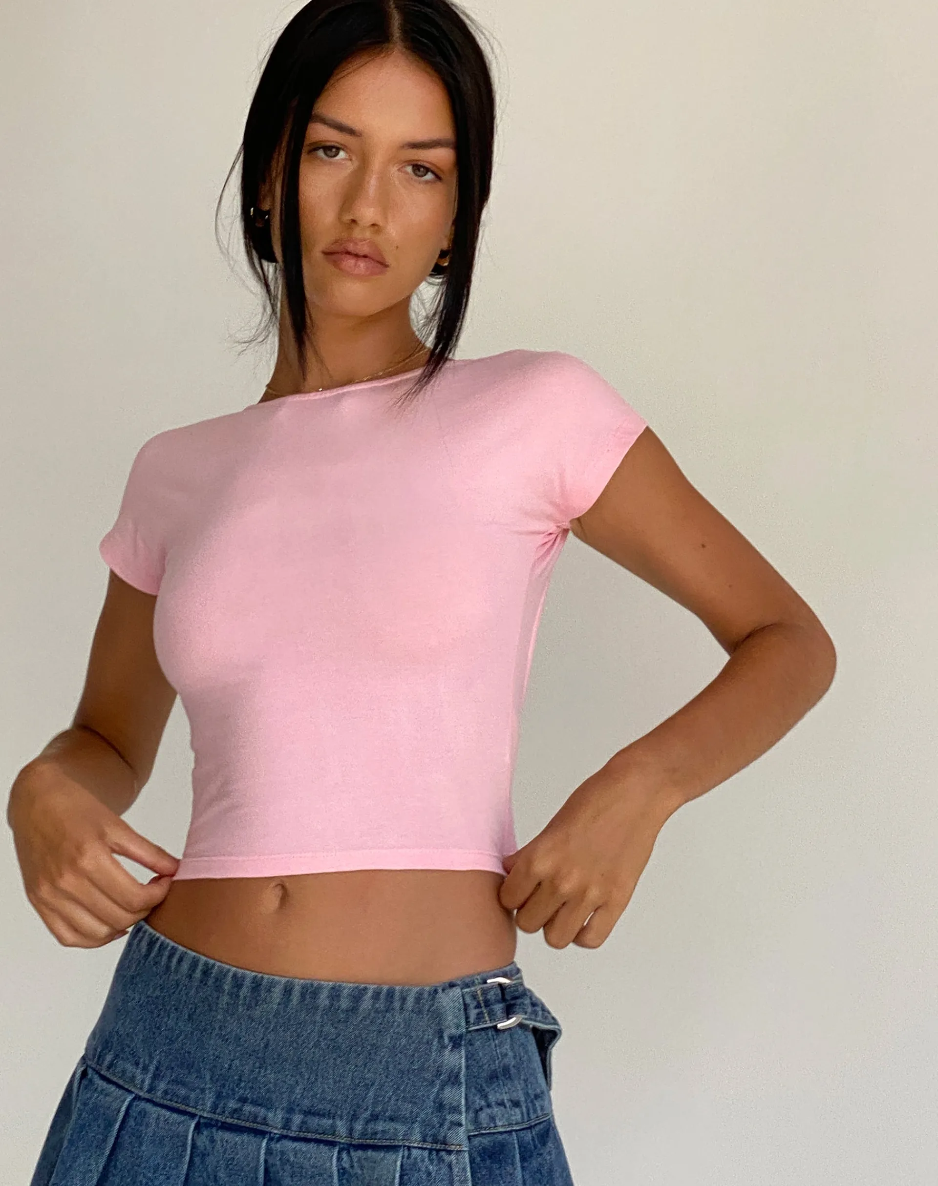 Motel Rocks Basics | Basic Tops-Xiwang Crop Top in Ballet Pink BalletPink