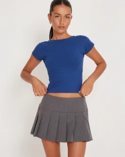 Motel Rocks Basics | Basic Tops-Xiwang Crop Top in cobalt