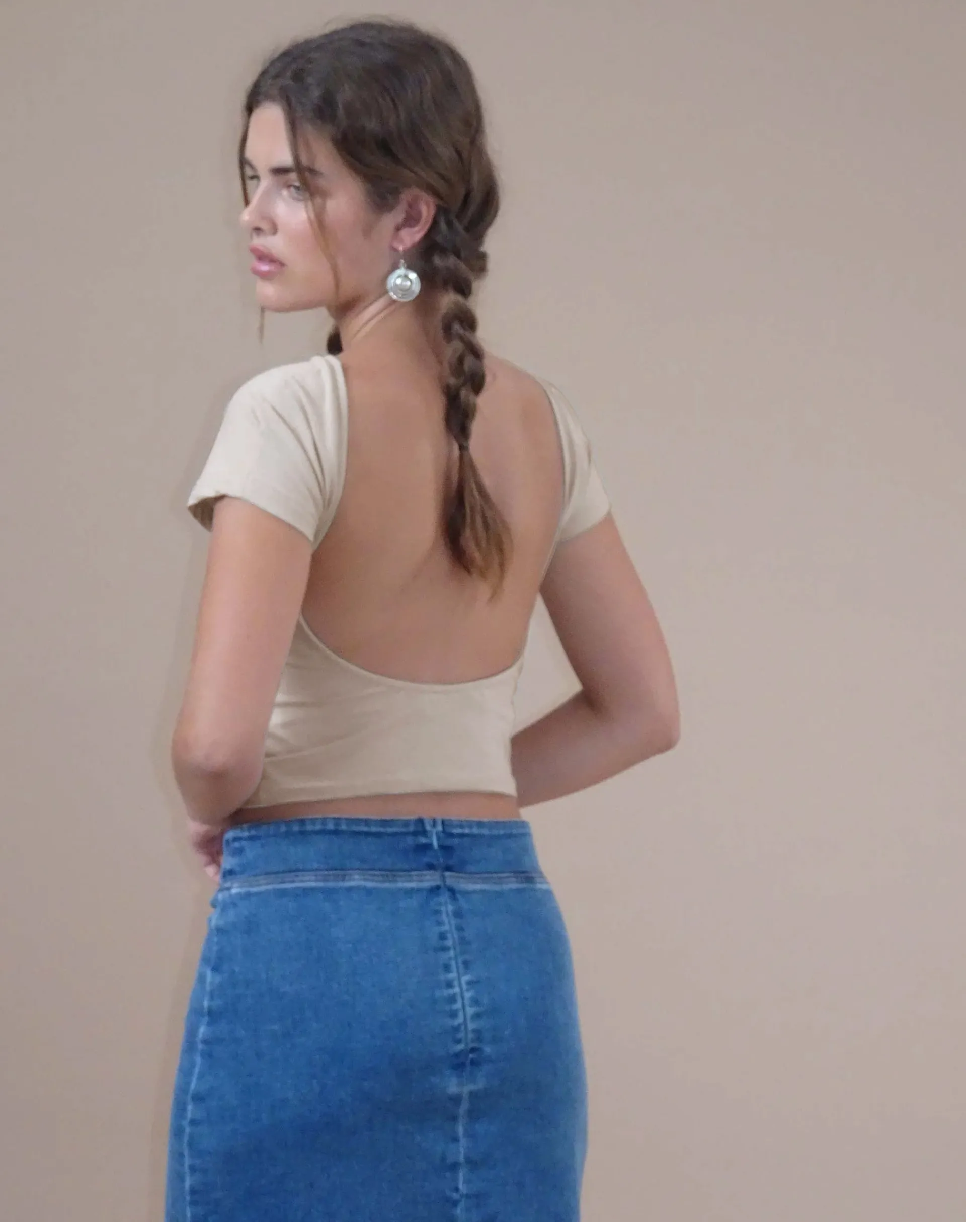 Motel Rocks Basic Tops-Xiwang Crop Top in Coconut Milk CoconutMilk