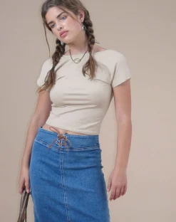 Motel Rocks Basic Tops-Xiwang Crop Top in Coconut Milk CoconutMilk
