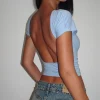 Motel Rocks Basics | Basic Tops-Xiwang Crop Top in Nantucket Blue NantucketBlue